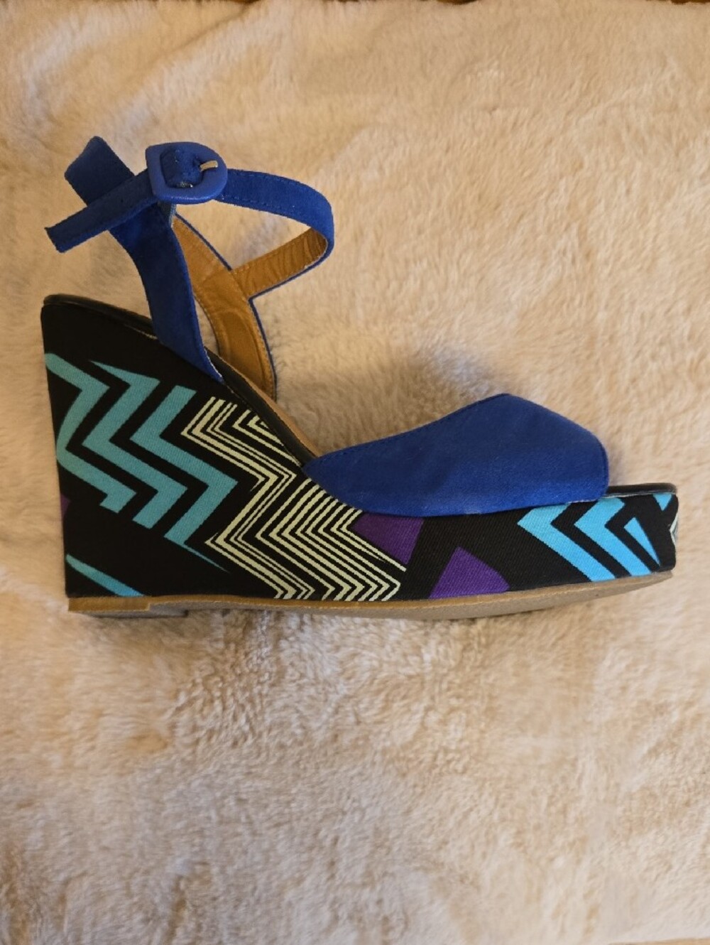 Blue Women’s Open-Toe Ankle Strap Wedge Shoes Size 9.5 US